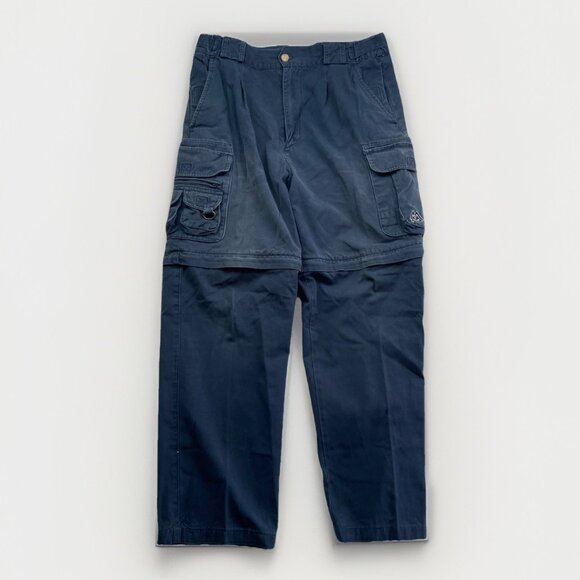 VTG Y2K Misty Mountain Cargo Tech Pants Zip Off Mens Size 34 Pants Navy Workwear - Picture 1 of 13